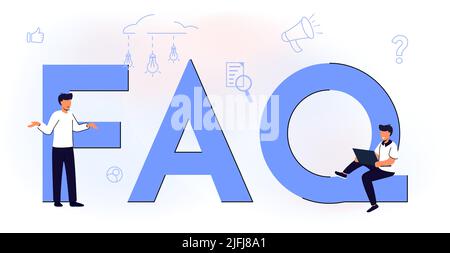 FAQ concept support client Vecror illustration des solutions de recherche informations utiles résolution des problèmes modèle de page d'arrivée réponse à la question Illustration de Vecteur