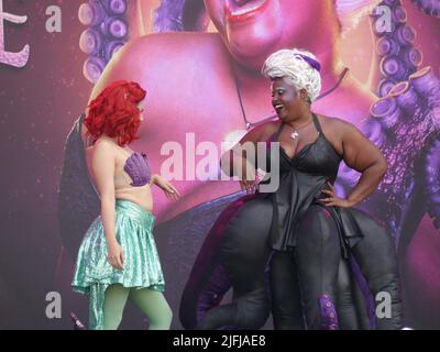 Malheureux : l'histoire incalculable d'Ursula la Sea Witch se produit en direct à West End Live 2022, Trafalgar Square, Londres, Angleterre Banque D'Images