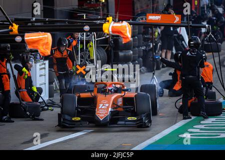 12 Novalak Clément (fra), MP Motorsport, Dallara F2, action lors de la ronde 7th du Championnat de Formule 2 de la FIA 2022, sur le circuit Silverstone, de 1 juillet à 3, 2022 à Silverstone, Royaume-Uni - photo: Sebastian Rozendaal/DPPI/LiveMedia Banque D'Images