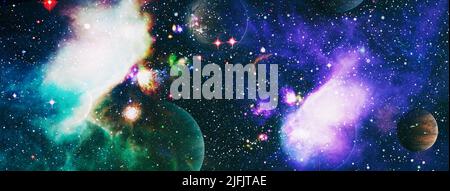 planètes, papier peint de science-fiction impressionnant, paysage cosmique. Éléments de cette image fournis par la NASA Banque D'Images