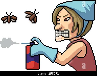 pixel art de la fume de la femme de ménage en colère Illustration de Vecteur