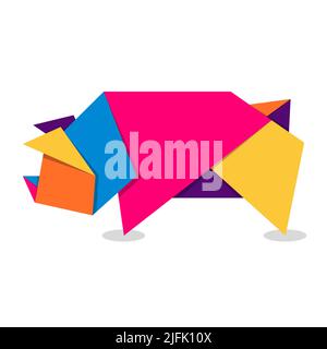 Origami de porc.Logo abstrait coloré de porc.Origami animal.Illustration vectorielle Illustration de Vecteur