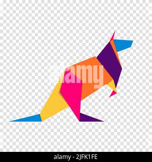 Origami kangourou.Logo kangourou dynamique abstrait et coloré.Origami animal.Illustration vectorielle Illustration de Vecteur