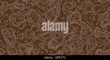 Carte topographique sans couture. Courbes topographiques abstraites marron et blanche. Répéter l'arrière-plan géométrique. Définir la topologie du relief terrestre ou sous-marin Illustration de Vecteur