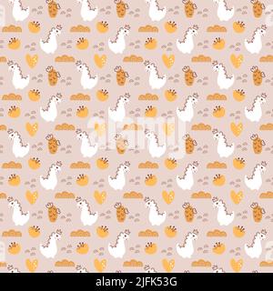 Joli motif dinosaures sans couture dessiné à la main. Motif enfant avec princesse dino fille, cactus, fleurs pour vêtements de mode, chemise, tissu. Scandinave Illustration de Vecteur