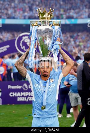 Photo du dossier datée du 22-05-2022 de Gabriel Jesus de Manchester City. Arsenal ont terminé la signature de Manchester City en avant Gabriel Jésus sur un contrat à long terme. Date de publication : lundi 4 juillet 2022. Banque D'Images