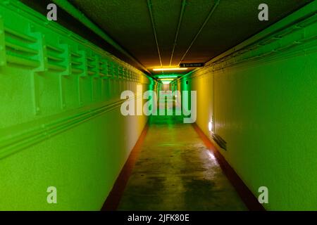 RAF Troywood, le couloir d'entrée, le bunker secret d'Écosse, Fife Banque D'Images