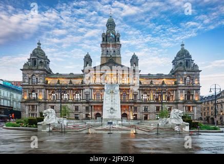 Glasgow City Chambers et George Square à Glasgow, Ecosse Banque D'Images