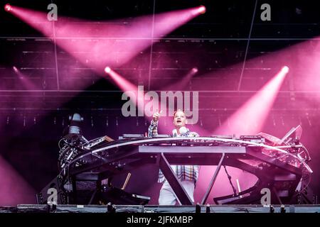 Oslo, Norvège. 02nd, juillet 2022. Le producteur, DJ et rébatteur norvégien KYGO présente un spectacle en direct au stade Ullevaal d'Oslo. (Crédit photo: Gonzales photo - Terje Dokken). Banque D'Images