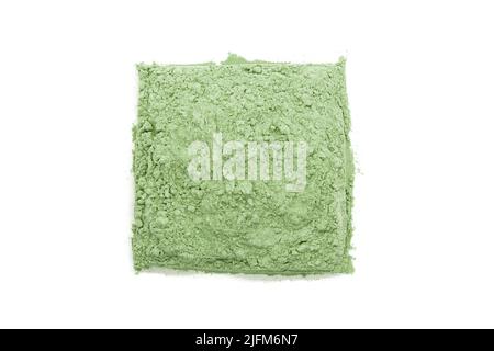 Poudre d'argile cosmétique vert carré - vue de dessus Banque D'Images
