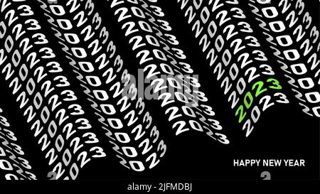 2023 répétition cinétique ondulée déformée. typographie à 3d vagues Illustration de Vecteur