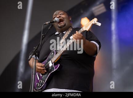 Christone Kingfish Ingram se produit sur la Rainbow Stage à American Express, le BST Hyde Park à Londres, en Angleterre. Credit: S.A.M./Alay Live News Banque D'Images