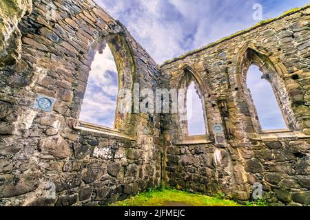 Ruines de la cathédrale médiévale Magnus à Kirkjubour SUR les îles Féroé Banque D'Images