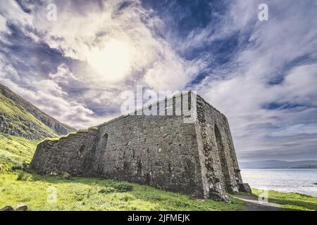 Ruines de la cathédrale médiévale Magnus à Kirkjubour SUR les îles Féroé Banque D'Images