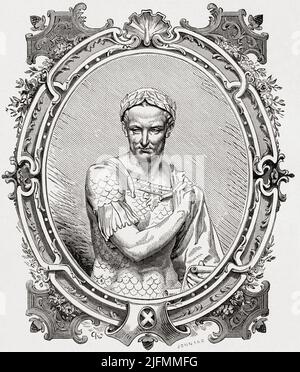 Gaius Julius Caesar, 100 av. J.-C. – 44 av. J.-C. Général romain et homme d'État. De Histoire de France, publié en 1855.