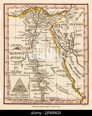 Aegyptus antiqua. Égypte ancienne. 1798 carte du cartographe William Faden, gravé par Hatchett. Faden était le géographe royal du roi George III Cette carte provient de son Atlas minimus universalis qui a été conçu principalement pour une utilisation dans les écoles. Banque D'Images