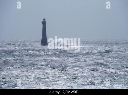 Phare de rocher de poulet, au sud du veau de Man, île de Man Banque D'Images