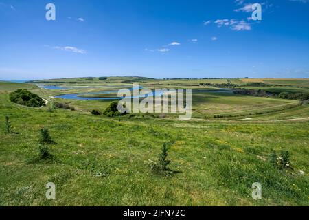 La rivière Cuckmere, Cuckmere Haven, East Sussex, England, UK Banque D'Images