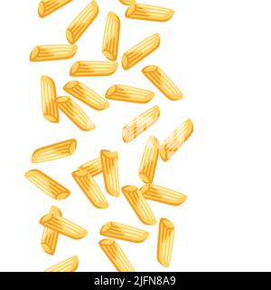 Motif sans couture avec penne de pâtes italiennes. Image culinaire pour le menu des cafés et des restaurants. Illustration de Vecteur