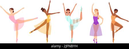 Danseur de ballet. Belle ballerine dansante. Ensemble de femmes gracieuses en robes de ballet, illustration vectorielle Illustration de Vecteur