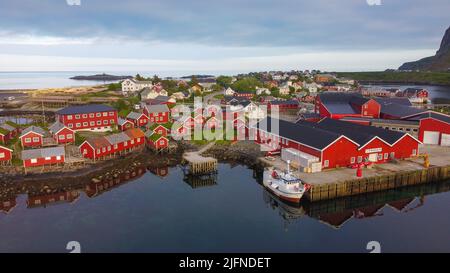 Paysage incroyable à Reine, Lofoten, Norvège Banque D'Images