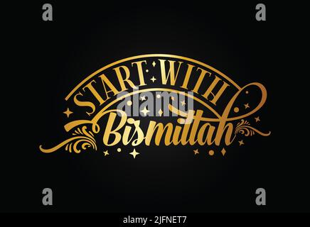 Vecteur de Bismillah. Commencez tout avec le nom d'Allah. Parlant de Bismilla Illustration de Vecteur
