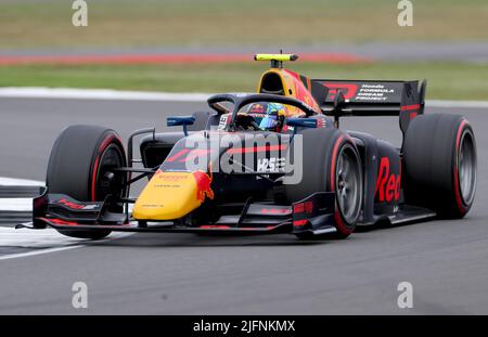 Aïumu Iwasa de Dams en F2 se qualifiant avant le Grand Prix britannique 2022 à Silverstone, à Towcester. Date de la photo: Vendredi 1 juillet 2022. Banque D'Images