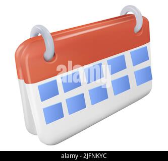 L'icône de calendrier vectoriel minimaliste 3D rend l'illustration isolée sur blanc. Illustration de Vecteur