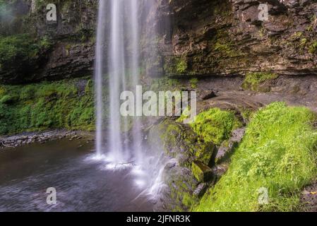 Chute d'eau de Henrhyd Falls dans le parc national de Brecon Beacons, pays de Galles, Royaume-Uni Banque D'Images