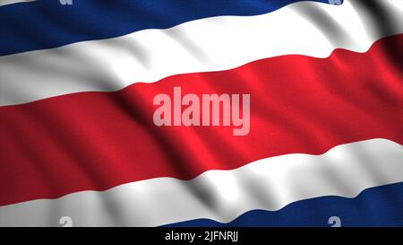 Arrière-plan du beau drapeau de la région. Mouvement. 3D animation avec canevas de drapeau mobile. Beau drapeau du Costa Rica Banque D'Images