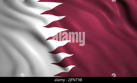 Beau drapeau se déplaçant dans les vagues. Mouvement. Arrière-plan animé avec indicateur 3D. Animation patriotique du drapeau du Qatar Banque D'Images