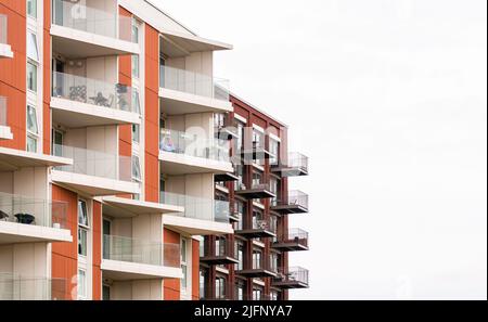 Riverscape luxueux nouveaux appartements au bord de la rivière à Silvertown Banque D'Images