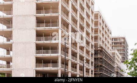 Riverscape luxueux nouveaux appartements au bord de la rivière à Silvertown Banque D'Images
