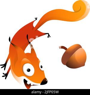 Drôle de courir hilarant Squirrel Clipart Cartoon Illustration de Vecteur