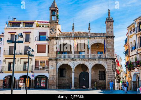 Le palais municipal de style néo-Renaissance est un bâtiment de la ville espagnole de Plasencia. Siège social du conseil municipal de la municipalité, il est situé Banque D'Images