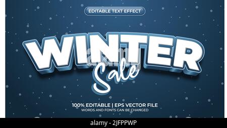 Vente d'hiver avec effet de texte modifiable.Soldes d'hiver 3D effets de texte, style de texte modifiable et idéal pour célébrer la saison d'hiver Illustration de Vecteur