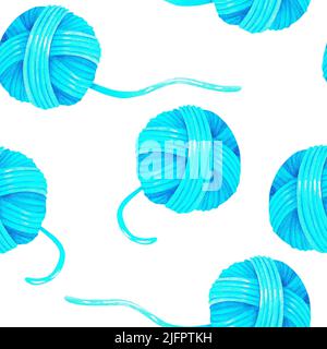 Billes de fil. Motif sans couture. Illustration aquarelle. Isolé sur un fond blanc. Pour vos cartes de vœux, vos emballages cadeaux et vos promotions. Banque D'Images