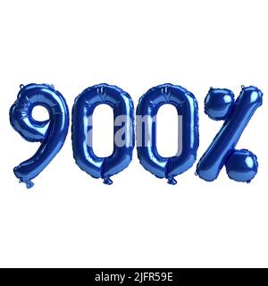 3d illustration de ballons bleus à 900 % isolés sur fond blanc Banque D'Images