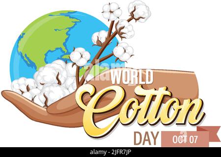 Illustration de la bannière 7 octobre de la Journée mondiale du coton Illustration de Vecteur