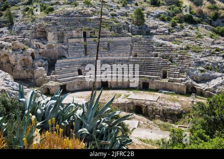 Vue sur l'amphithéâtre romain de Cagliari Banque D'Images