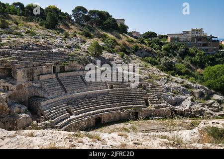 Vue sur l'amphithéâtre romain de Cagliari Banque D'Images