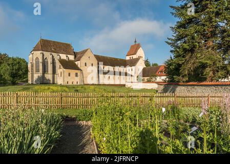 Minster de St Maria et Markus et jardin cloître, Abbaye de Reichenau, Ile de Reichenau, Lac de Constance, Bade-Wurtemberg, Allemagne Banque D'Images