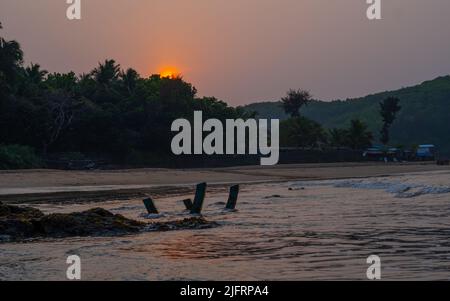 Magnifique lever de soleil à om Beach à gokarna Banque D'Images