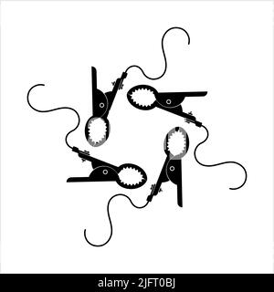 Pinces crocodiles électriques avec illustration de l'art vectoriel de fil Illustration de Vecteur