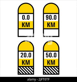 Icône jalon, détail de distance du côté de la route Illustration du vecteur de pierre Illustration de Vecteur