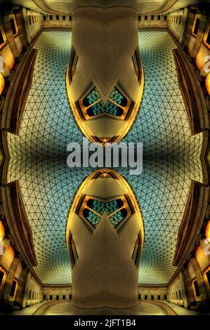 Architecture abstraite symétrie de l'intérieur British Museum, Londres, Royaume-Uni. Banque D'Images