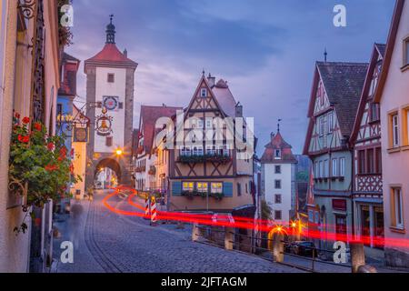 Carte postale de la ville médiévale de Rothenburg ob der Tauber, Franconie, Bavière, Allemagne Banque D'Images