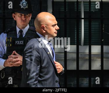 Londres, Royaume-Uni. 05th juillet 2022. Sajid Javid, député, secrétaire d'État à la Santé et aux soins sociaux.les ministres assistent à la réunion hebdomadaire du cabinet à Downing Street, Westminster, ce matin. Credit: Imagetraceur/Alamy Live News Banque D'Images