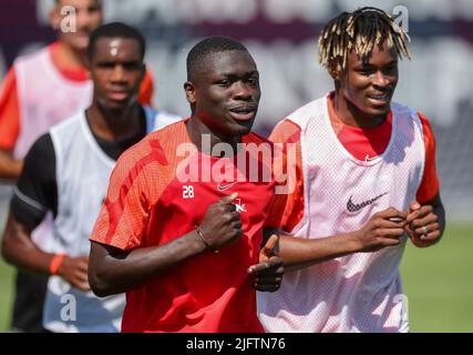 Leipzig, Allemagne. 05th juillet 2022. Football, Bundesliga, formation publique RB Leipzig, centre d'entraînement: Le joueur prêté et retourné Brian Brobbey s'entraîne avec. Credit: Jan Woitas/dpa/Alay Live News Banque D'Images