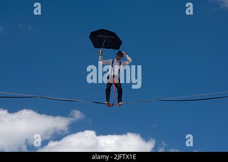 Slacklining à Munich Banque D'Images